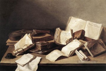 barroco Painting - Naturaleza muerta de libros 1628 Barroco holandés Jan Davidsz de Heem